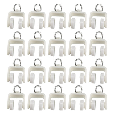 Harfington Uxcell Curtain Track  Plastic Twin Wheeled Carriers Drapery Rail Sliding Glider for Windows Shower Curtain Tracks 13mm Dia 50 Pcs