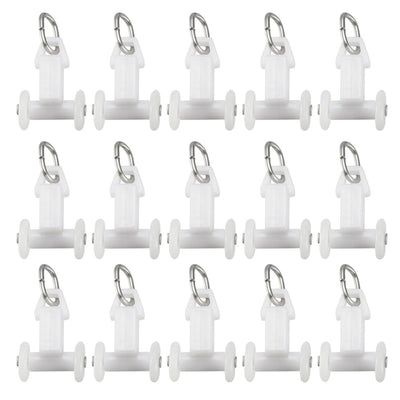 Harfington Uxcell Curtain Track  Plastic Twin Wheeled Carriers Drapery Rail Sliding Glider for Windows Shower Curtain Tracks 11mm Dia 30 Pcs