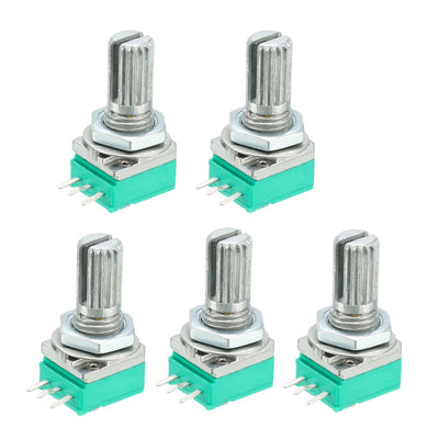 Harfington Uxcell RK097N 50K Ohm Variable Resistors Single Turn Rotary Carbon Film Taper Potentiometer 5pcs