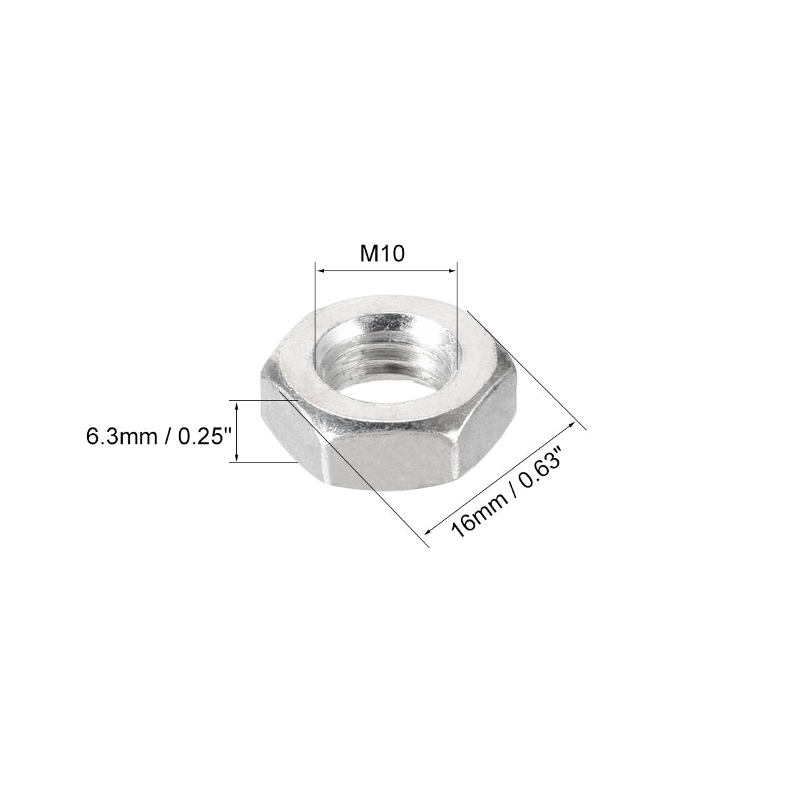 uxcell Uxcell Metric Carbon Steel Hexagon Hex Nut Silver Tone 40pcs