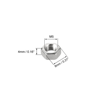 Harfington Uxcell 50Stk.Sechskantmuttern M5x0,8 mm Sechskantmutter mit metrischem Grobgewinde Kohlenstoffstahl Silber Farbton