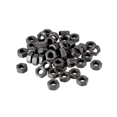 Harfington Uxcell M6 Metric Carbon Steel Grade 8.8 Hexagon Hex Nut Black 50pcs