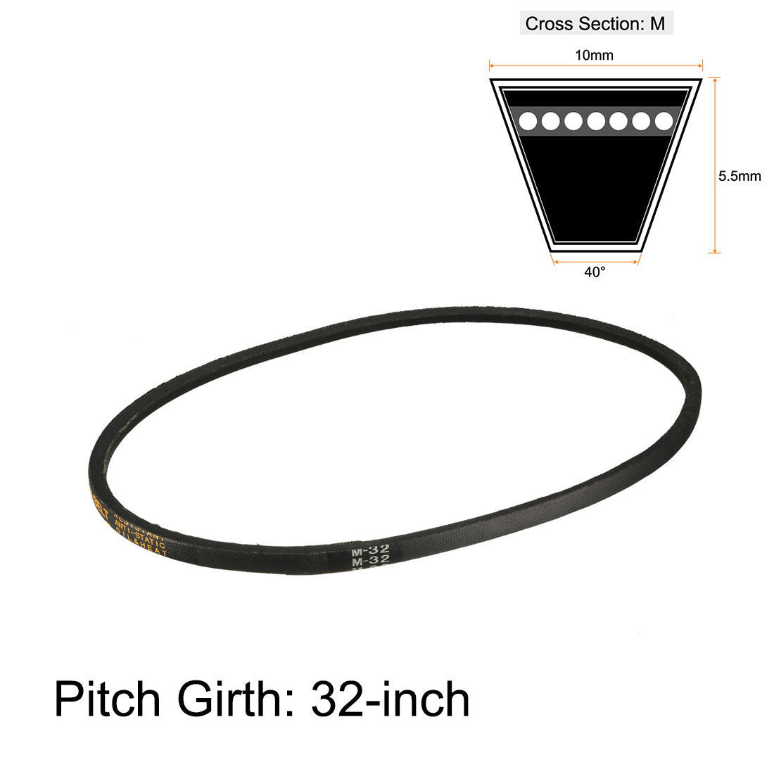 uxcell Uxcell M-32 Drive V-Belt Industrial Power Rubber Transmission Belt