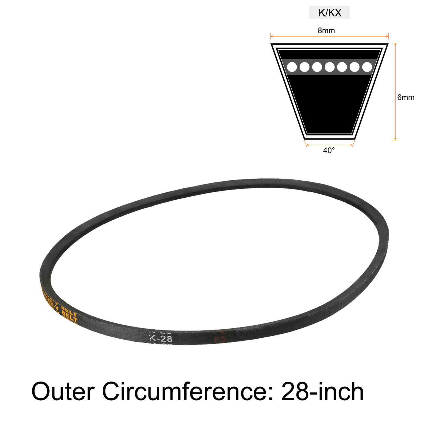 uxcell Uxcell K-28 V Belt Machine Transmission Rubber,Black Replacement Drive Belt