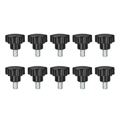 Harfington Uxcell 10 Pcs Star Knobs Grips M5 x 10mm Male Thread  Steel Zinc Stud Replacement PP