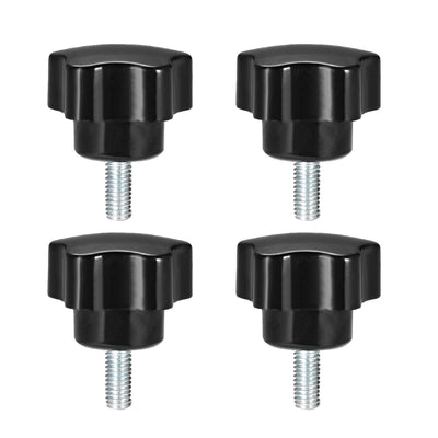 Harfington Uxcell 4 Pcs Star Knobs Grips M5 x 15mm Male Thread  Steel Zinc Stud Black PP