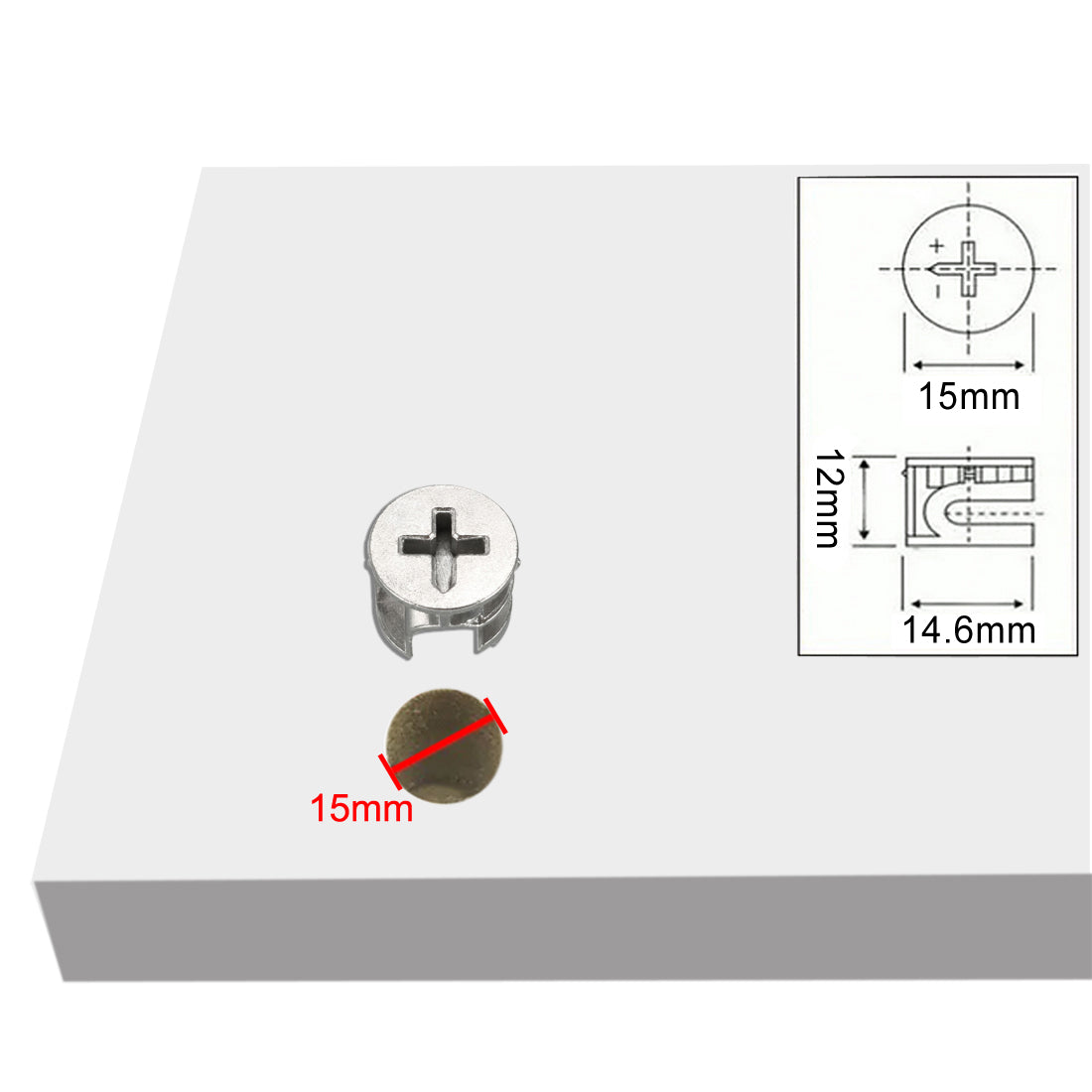 uxcell Uxcell 15mm Dia Furniture Connecting Cam Lock Fittings Nut Zinc Alloy Silver Tone 10pcs