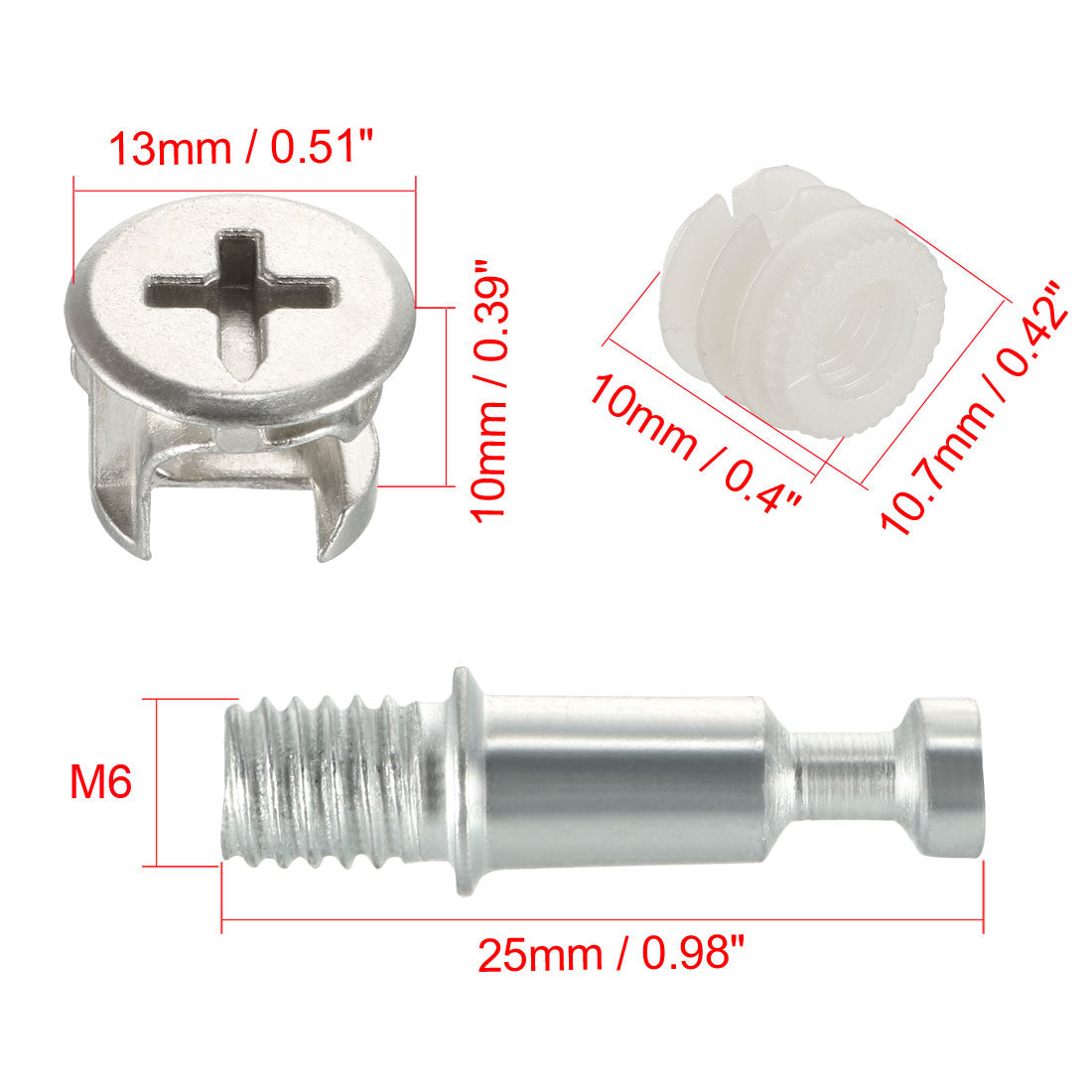 uxcell Uxcell 20 Sets Möbel die 13mm OD Cam mit Dübel Pre Eingelegten Nuss verbinden