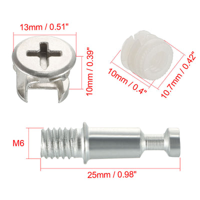 Harfington Uxcell 20 Sets Möbel die 13mm OD Cam mit Dübel Pre Eingelegten Nuss verbinden