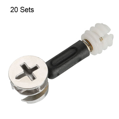 Harfington Uxcell 20 Sets Furniture Connecting 15mm OD Cam Fitting w Dowel Screws Pre-inserted Nut