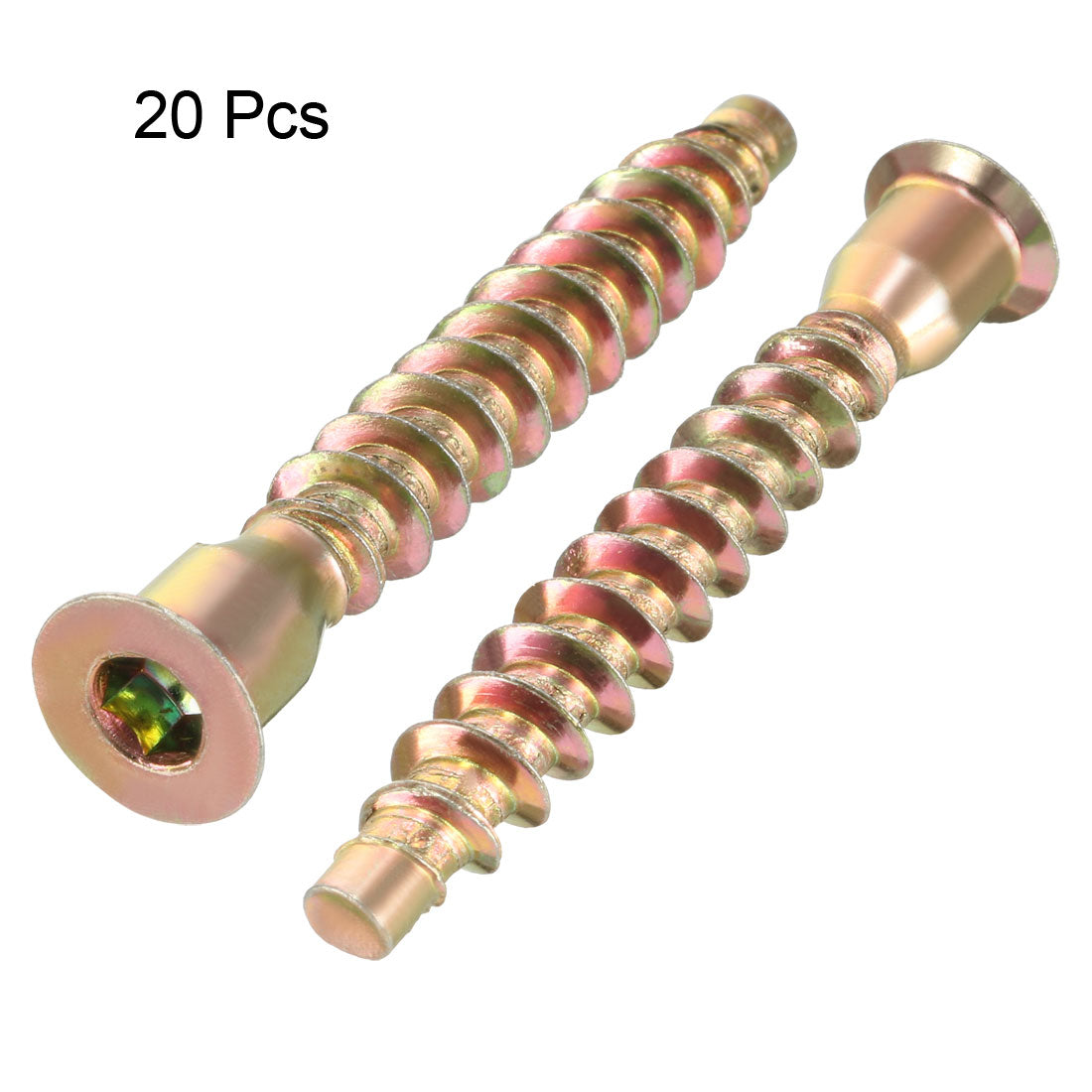 uxcell Uxcell Furniture Confirmat Screw 7x49mm Hex Socket Wood Screws Bronze Tone 20pcs