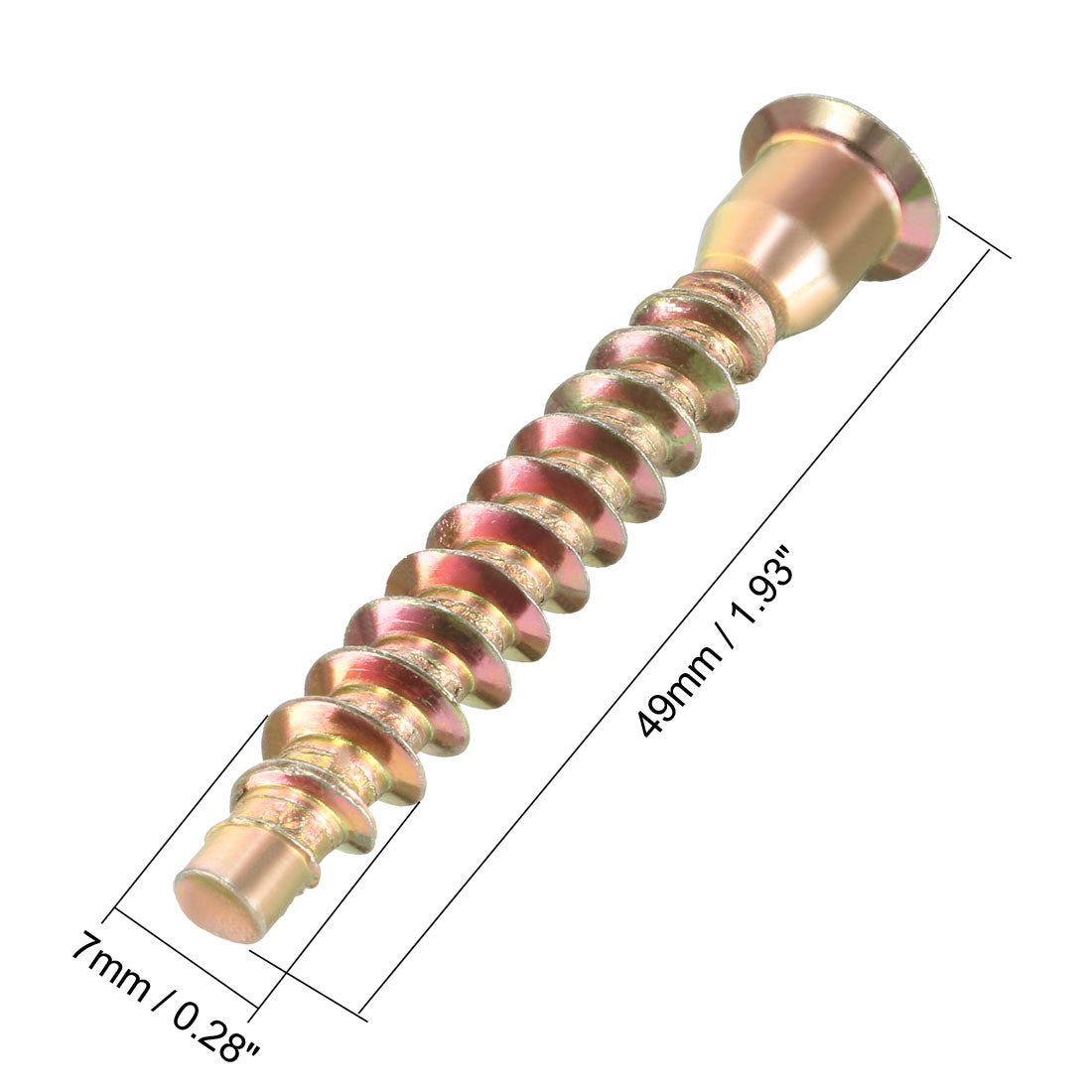 uxcell Uxcell Furniture Confirmat Screw 7x49mm Hex Socket Wood Screws Bronze Tone 20pcs