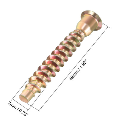 Harfington Uxcell Furniture Confirmat Screw 7x49mm Hex Socket Wood Screws Bronze Tone 20pcs