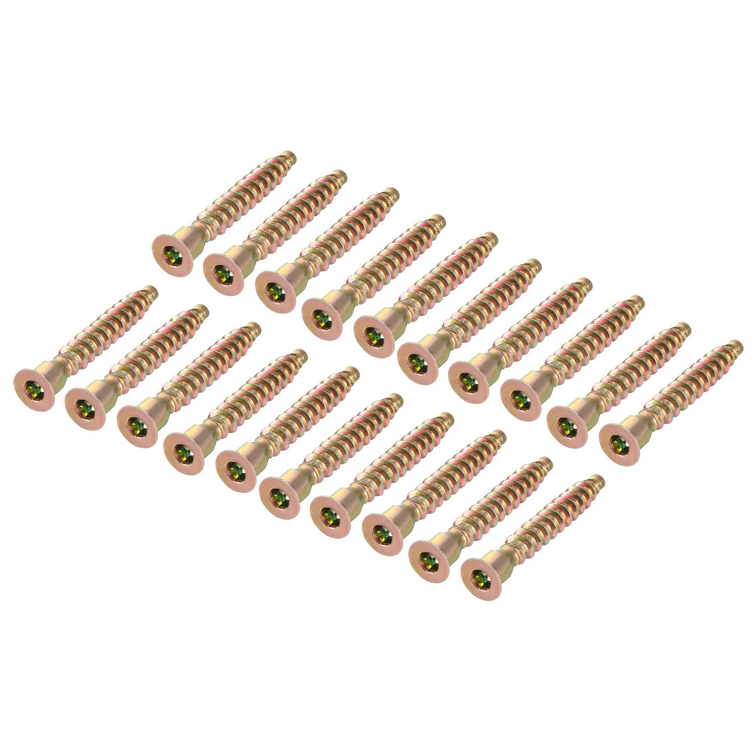 uxcell Uxcell Furniture Confirmat Screw 7x49mm Hex Socket Wood Screws Bronze Tone 20pcs