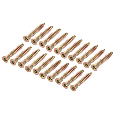 Harfington Uxcell Furniture Confirmat Screw 7x49mm Hex Socket Wood Screws Bronze Tone 20pcs