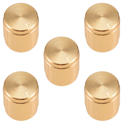 Harfington Uxcell 5Pcs 15x17mm Aluminium Alloy Potentiometer Volume Control Rotary Knob Knurled Shaft Hole Gold Tone