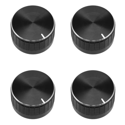 Harfington Uxcell 4Pcs 30x17mm Aluminium Alloy Potentiometer Volume Control Rotary Knob Knurled Shaft Hole Black