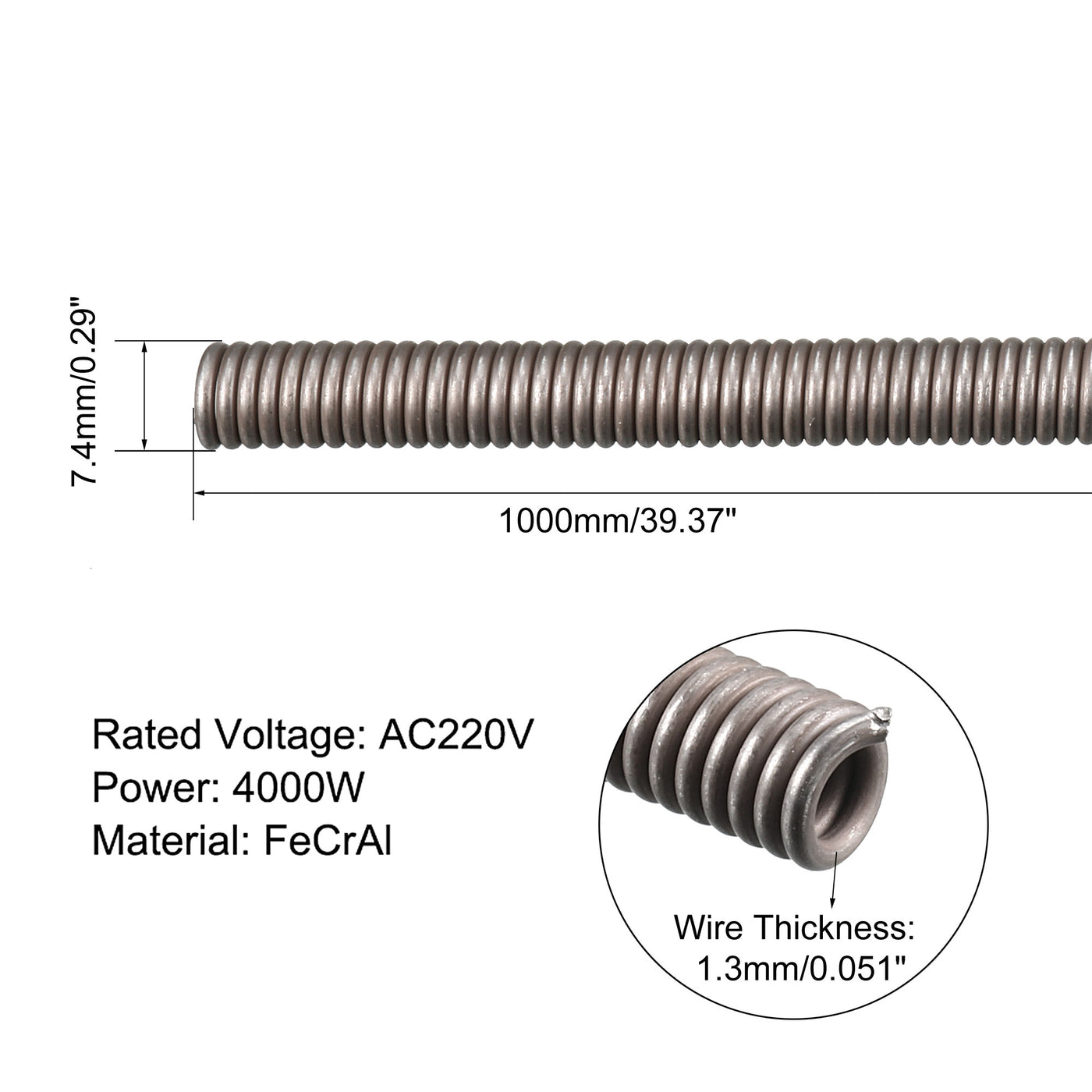 uxcell Uxcell Heating Element Coil Wire AC220V 4000W / AC110V 1000W Kiln Furnace Heater Wire 7.4mm*1000mm