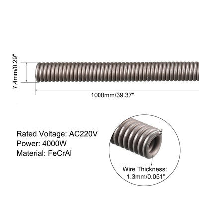 Harfington Uxcell Heating Element Coil Wire AC220V 4000W / AC110V 1000W Kiln Furnace Heater Wire 7.4mm*1000mm