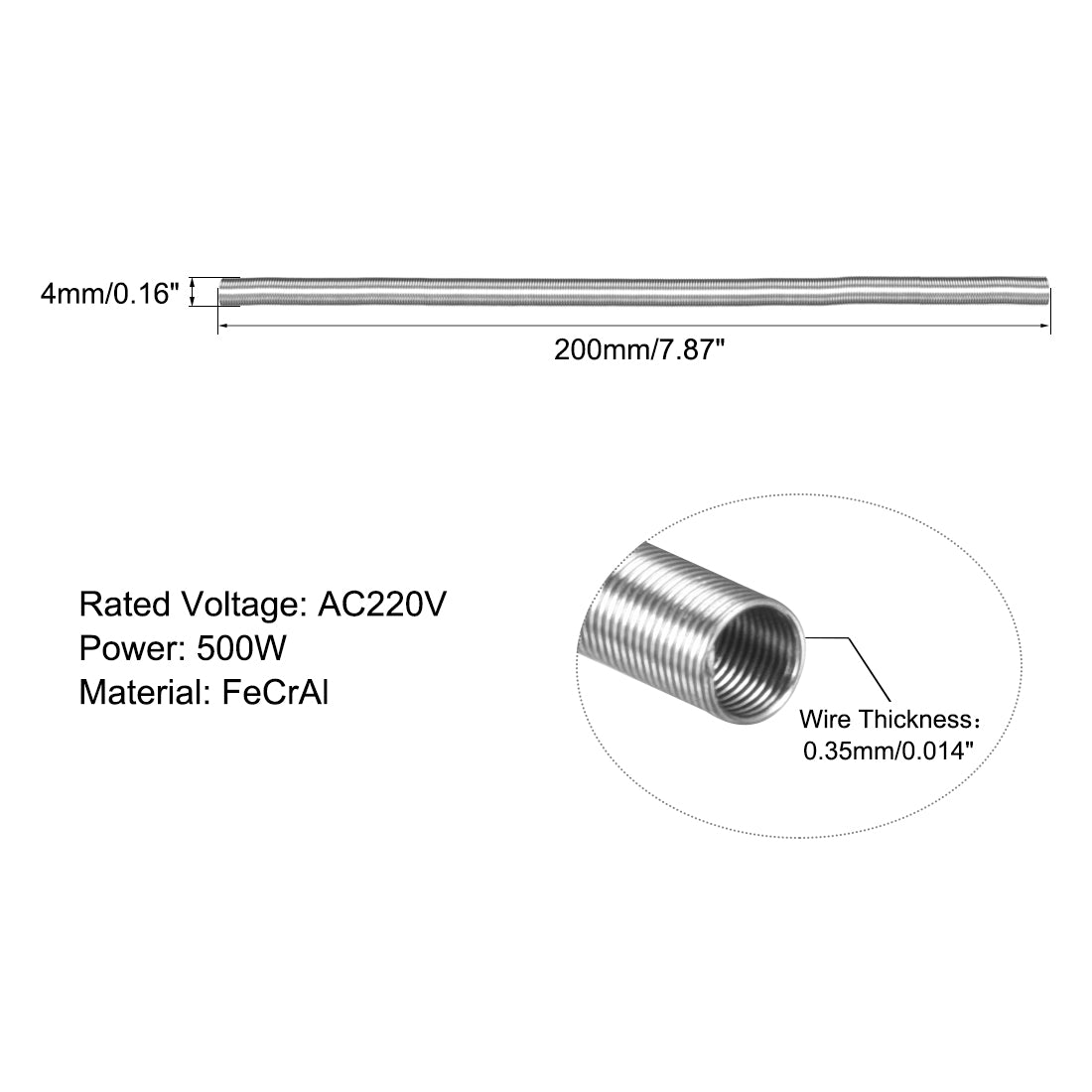 uxcell Uxcell Heating Element Coil Wire AC220V 500W / AC110V 125W Kiln Furnace Heater Wire 4mm*200mm 5PCS