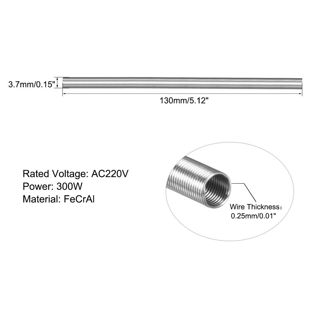 uxcell Uxcell Heating Element Coil Wire AC220V 300W / AC110V 75W Kiln Furnace Heater Wire 3.7mm*130mm 2pcs