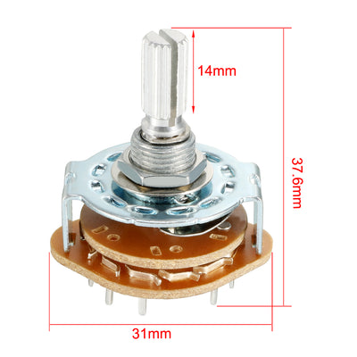 Harfington Uxcell 2P6T 2 Pole 6 Position Selectable Single Deck Band Channel Rotary Switch Selector