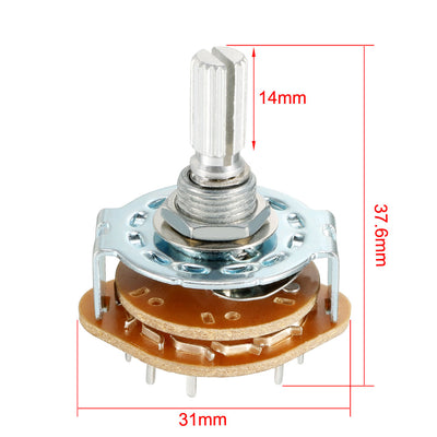 Harfington Uxcell 6mm 2P6T 2 Pole 6 Position Selectable Single Deck Band Channel Rotary Switch Selector