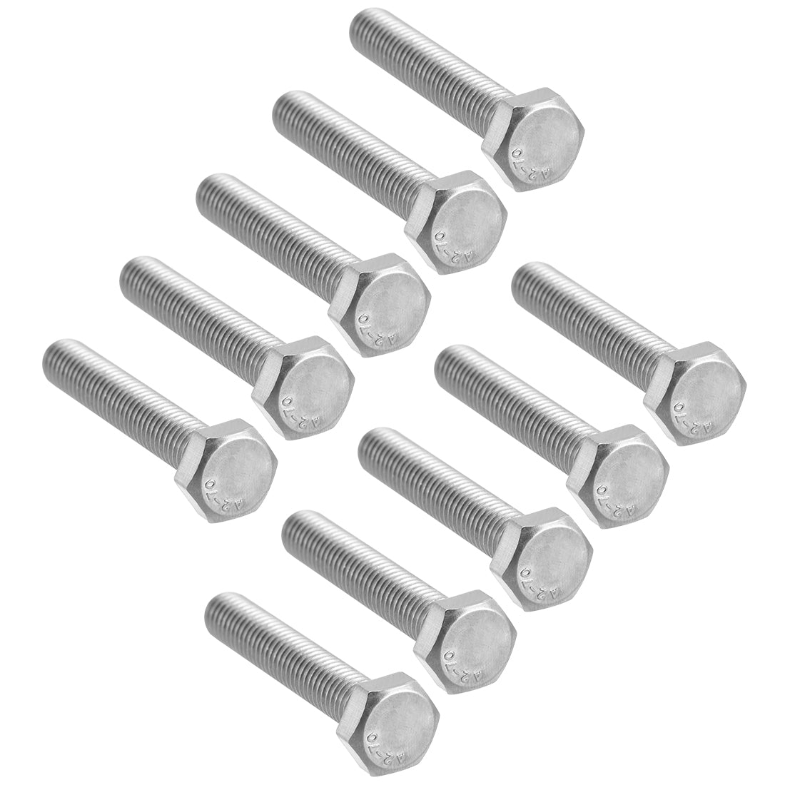 uxcell Uxcell M8 Thread 45mm Length Hex Bolts 304 Stainless Steel Hexagon Screw Bolt 10pcs