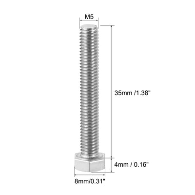 Harfington Uxcell M5x35mm Hex Bolts 304 Stainless Steel Hexagon Screw Bolt 10pcs