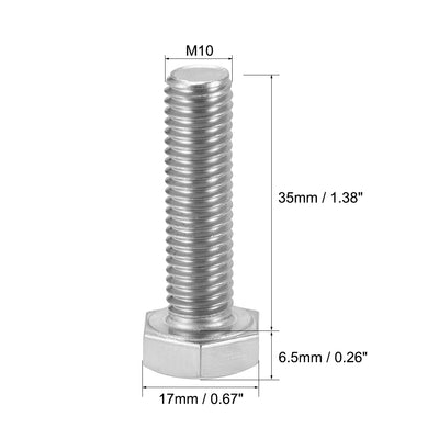 Harfington Uxcell M10x35mm Hex Bolts 304 Stainless Steel Hexagon Screw Bolt 5pcs