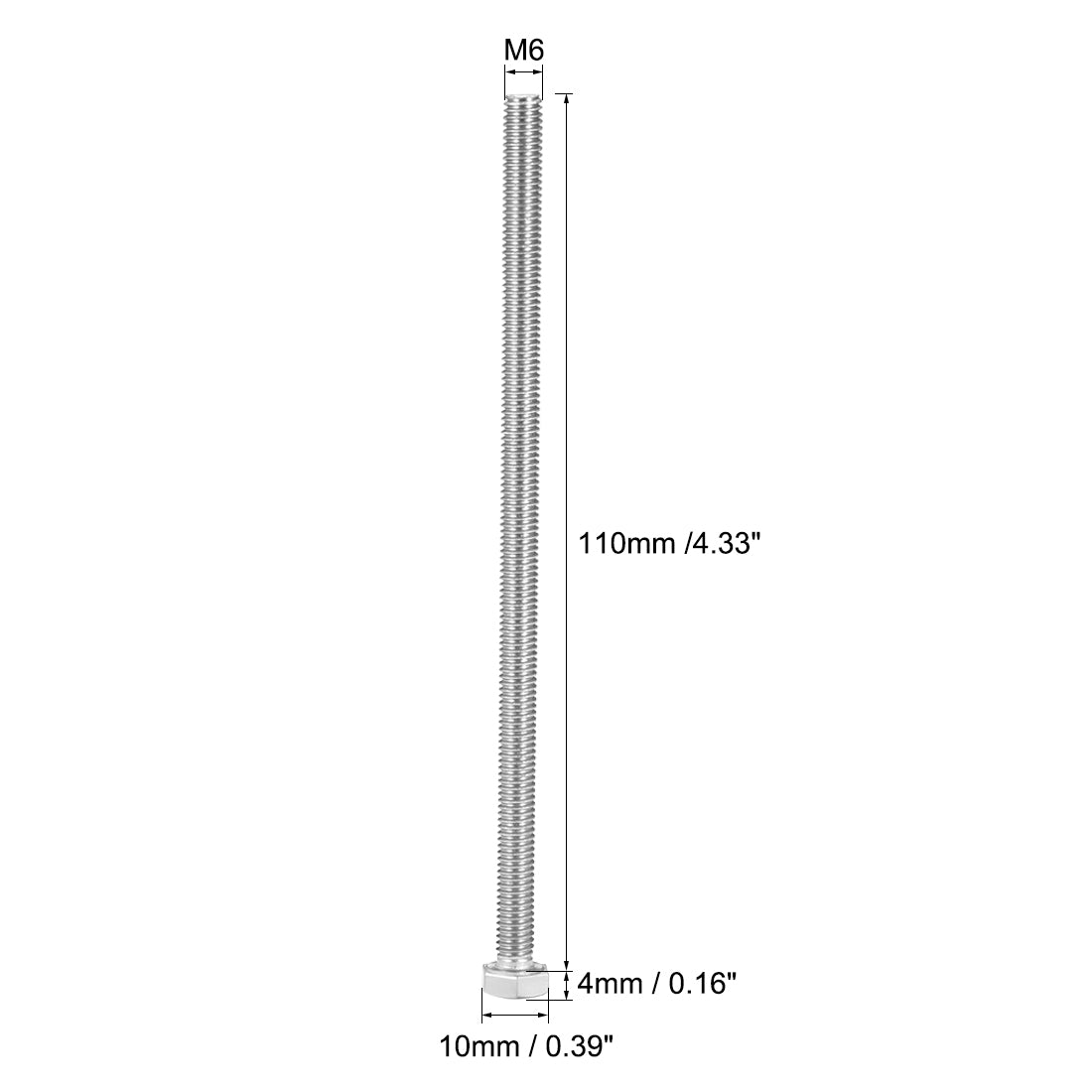 uxcell Uxcell M6x110mm Hex Bolts 304 Stainless Steel Hexagon Screw Bolt 5pcs