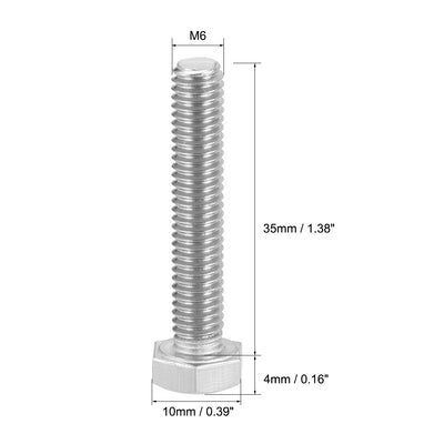 Harfington Uxcell M6x35mm Hex Bolts 304 Stainless Steel Hexagon Screw Bolt 10pcs