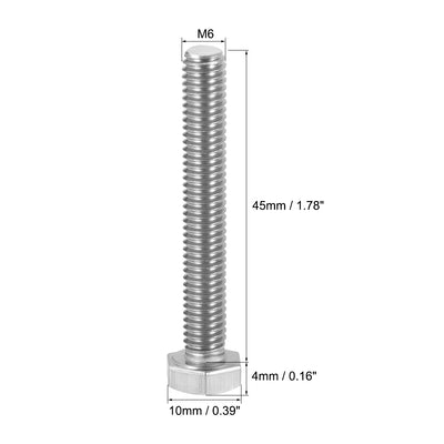 Harfington Uxcell M6x45mm Hex Bolts 304 Stainless Steel Hexagon Screw Bolt 10pcs