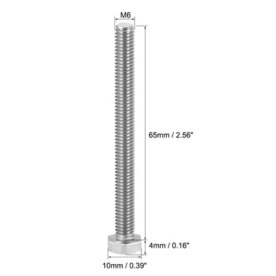 Harfington Uxcell M6x65mm Hex Bolts 304 Stainless Steel Hexagon Screw Bolt 5pcs