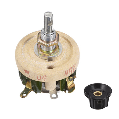 Harfington Uxcell Wirewound Ceramic Potentiometer Variable Rheostat Resistor 25W 50R Ohm With Knobs