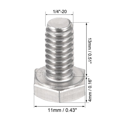 Harfington Uxcell 1/4-20 x 1/2" Hex Bolts 304 Stainless Steel Hexagon Screw Bolt 20pcs