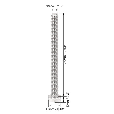 Harfington Uxcell 1/4-20 x 3" Hex Bolts 304 Stainless Steel Hexagon Screw Bolt 20pcs