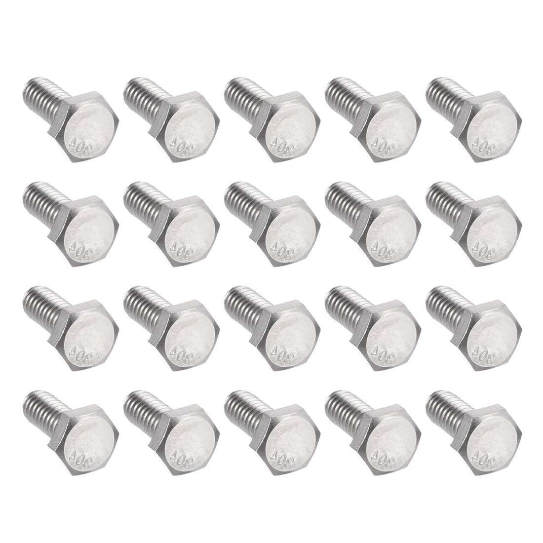 uxcell Uxcell 1/4-20x5/8" Hex Bolts 304 Stainless Steel Hexagon Screw Bolt 20pcs