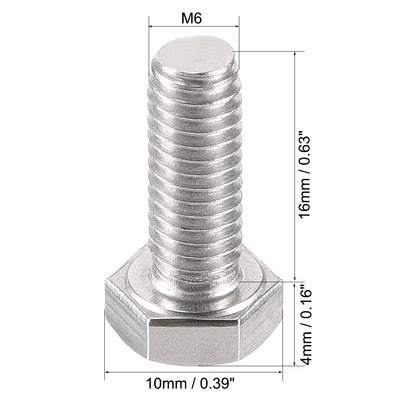 Harfington Uxcell M6x16mm Hex Bolts 304 Stainless Steel Hexagon Left Hand Screw Bolt 4pcs