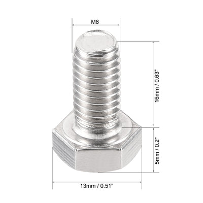 Harfington Uxcell M8x16mm Hex Bolts 304 Stainless Steel Hexagon Left Hand Screw Bolt 2pcs