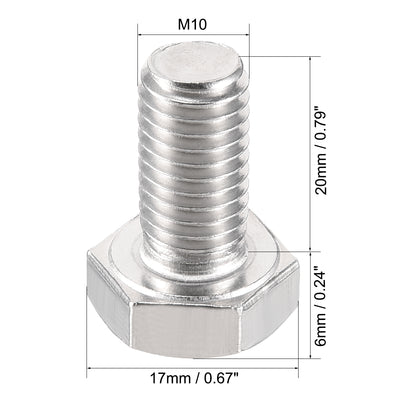 Harfington Uxcell M10x20mm Hex Bolts 304 Stainless Steel Hexagon Left Hand Screw Bolt 2pcs