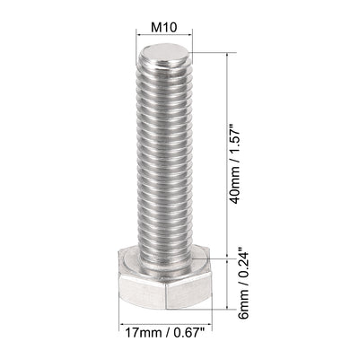 Harfington Uxcell 2Stk. 304 Edelstahl Sechskantschrauben Linksgewinde Befestiger M10 Gewinde 40mm