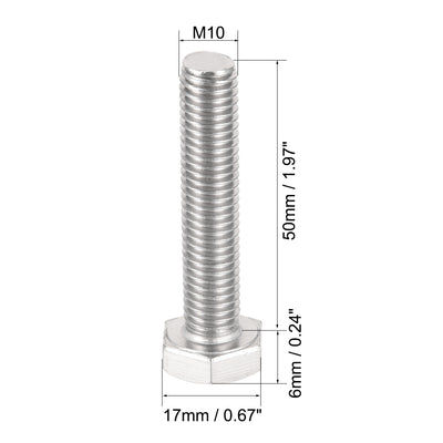 Harfington Uxcell M10x50mm Hex Bolts 304 Stainless Steel Hexagon Left Hand Screw Bolt 2pcs