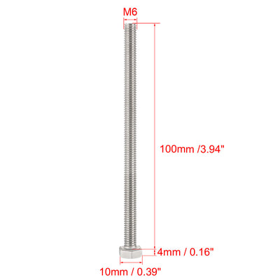 Harfington Uxcell M6x100mm Hex Bolts 304 Stainless Steel Hexagon Screw Bolt 15pcs
