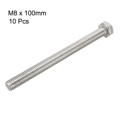 Harfington Uxcell M8x100mm Hex Bolts 304 Stainless Steel Hexagon Screw Bolt 10pcs