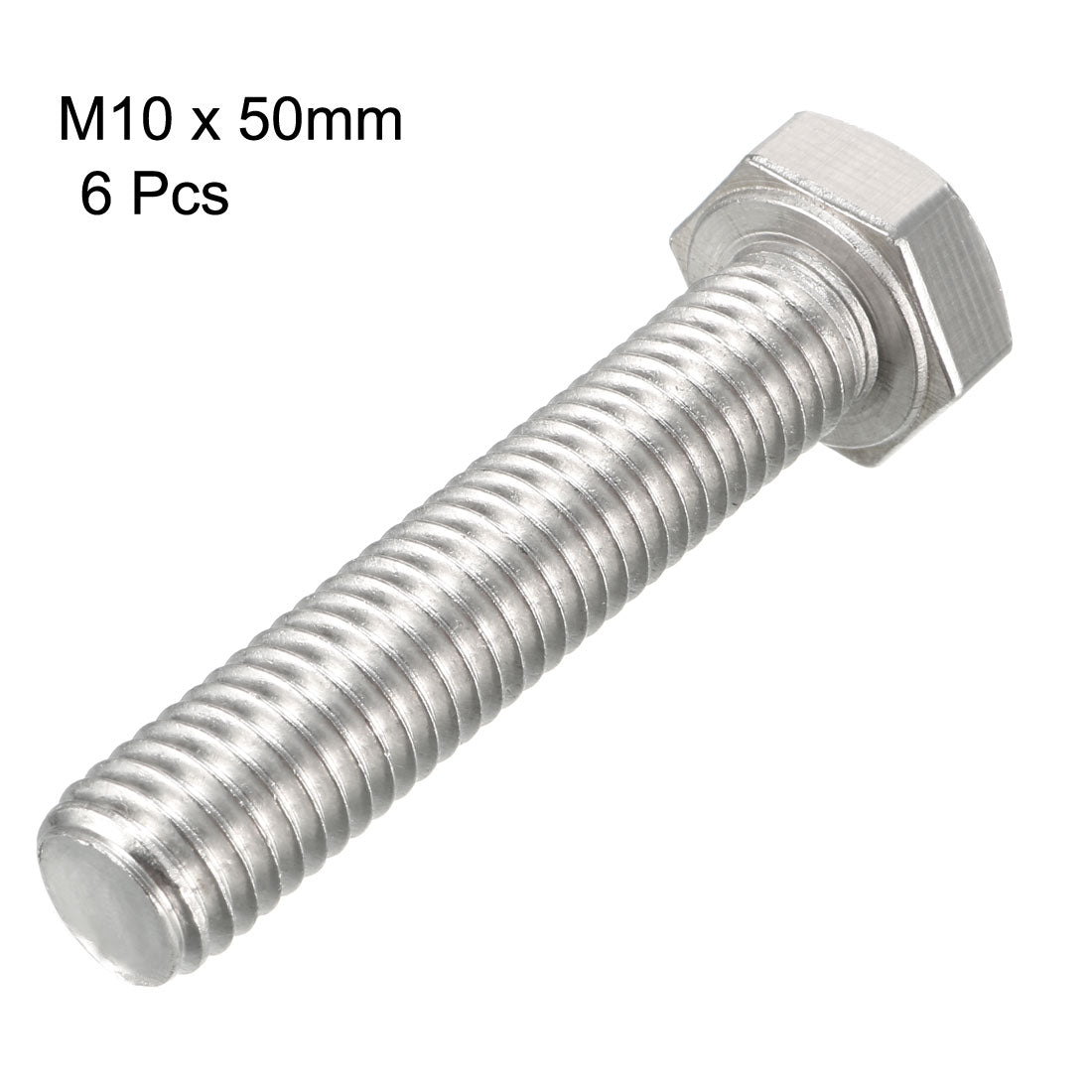 uxcell Uxcell M10x50mm Hex Bolts 304 Stainless Steel Hexagon Screw Bolt 6pcs