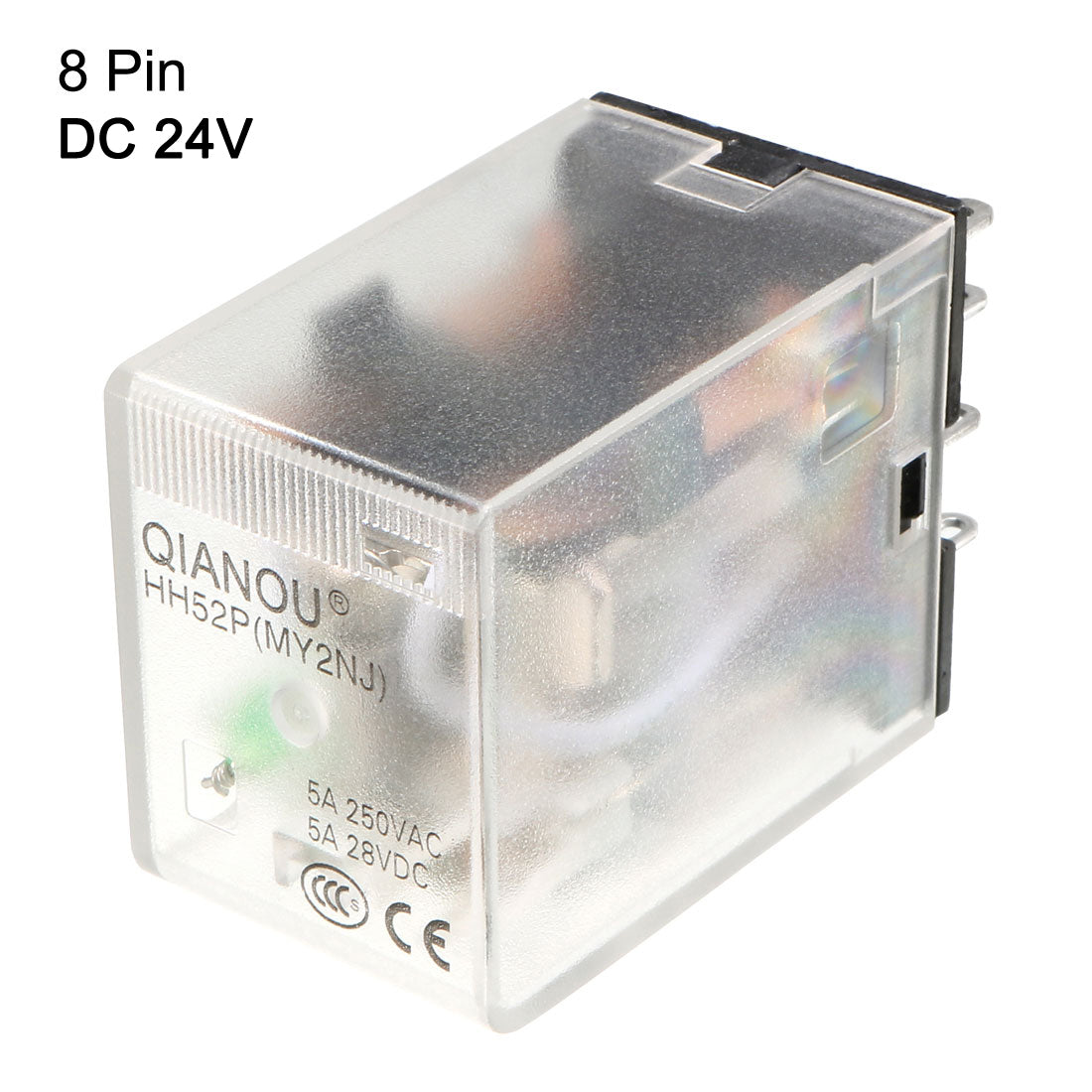 uxcell Uxcell DC 24V Coil Green Indicator Light 8 Pin DPDT Electromagnetic General Purpose Power Relay