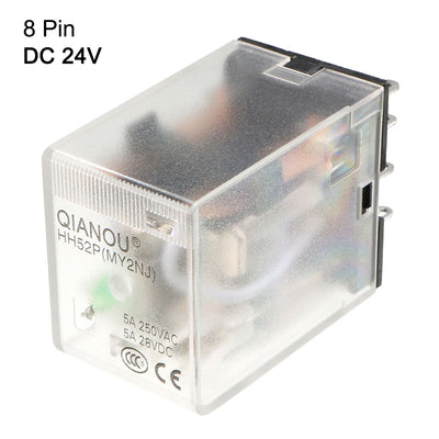 Harfington Uxcell DC 24V Coil Green Indicator Light 8 Pin DPDT Electromagnetic General Purpose Power Relay