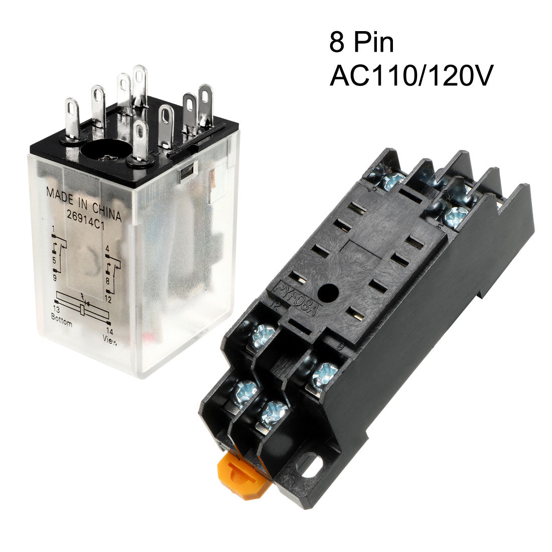 uxcell Uxcell AC110 / 120V Spule 8 Pin DPDT elektrisches Zwecke Strom Relais + Sockel Basis