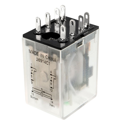 Harfington Uxcell DC12V Coil Green Indicator Light 8 Pin DPDT Electromagnetic General Purpose Power Relay + Socket Base